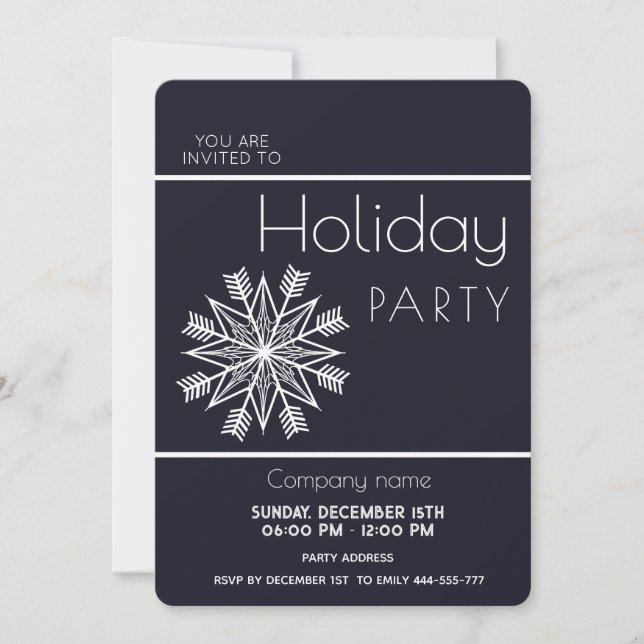 Modern simple snowflake corporate Holiday party  Invitation (Front)
