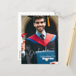 Modern Simple Spanish Photo Script Grad Invitation