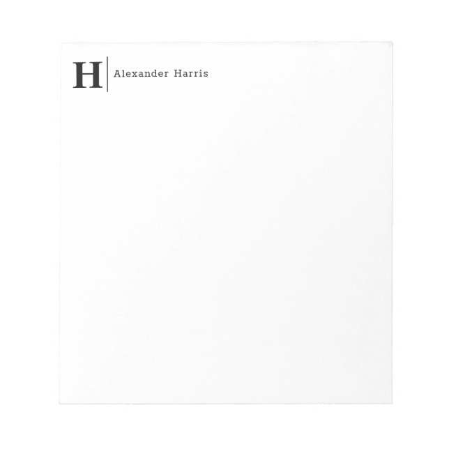 Modern Simple Split Line Business Monogram Black Notepad (Front)