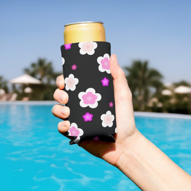 Modern Simple Spring Daisy flowers gradient  Seltzer Can Cooler (In Situ Pool)