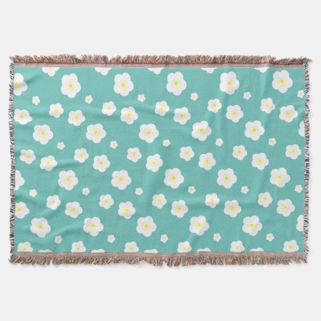 Modern Simple Spring Daisy flowers gradient  Throw Blanket (Front)