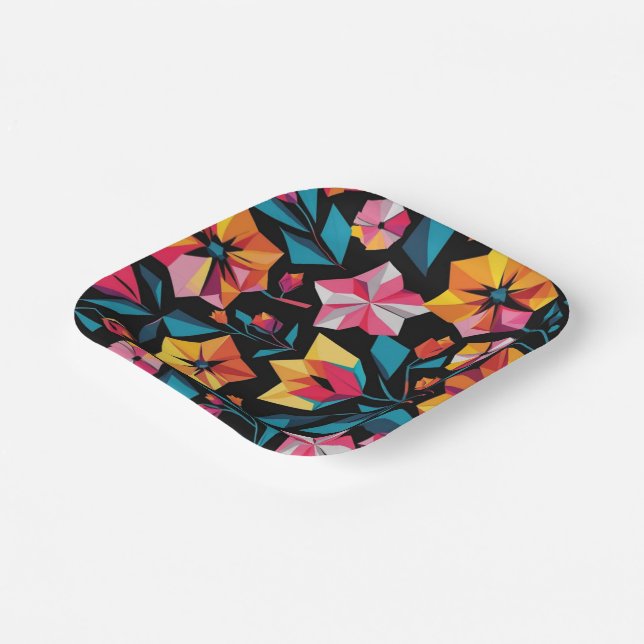 modern Simple Star geometric colourful pattern Paper Plate (Angled)