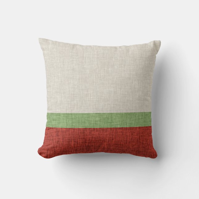 Modern Simple Stripe Burnt Orange Taupe Green Cushion (Front)