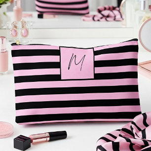 Modern simple stripes monogram accessory pouch