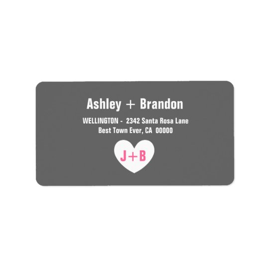 Modern Simple Style GRAY with Heart V022 Address Label
