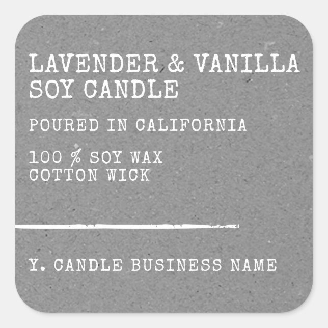 Modern Simple Style Grey Kraft Paper Candle Labels (Front)