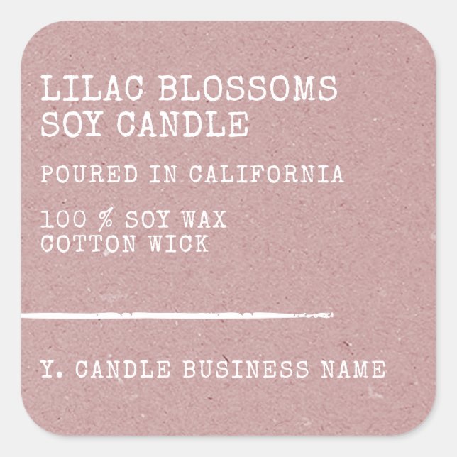 Modern Simple Style Lilac Kraft Paper Candle Label (Front)