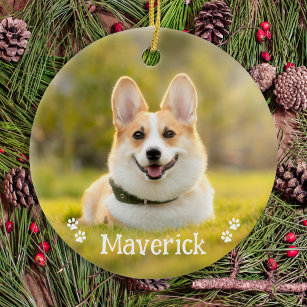 Modern Simple Stylish Personalised Pet Dog Photo Ceramic Ornament