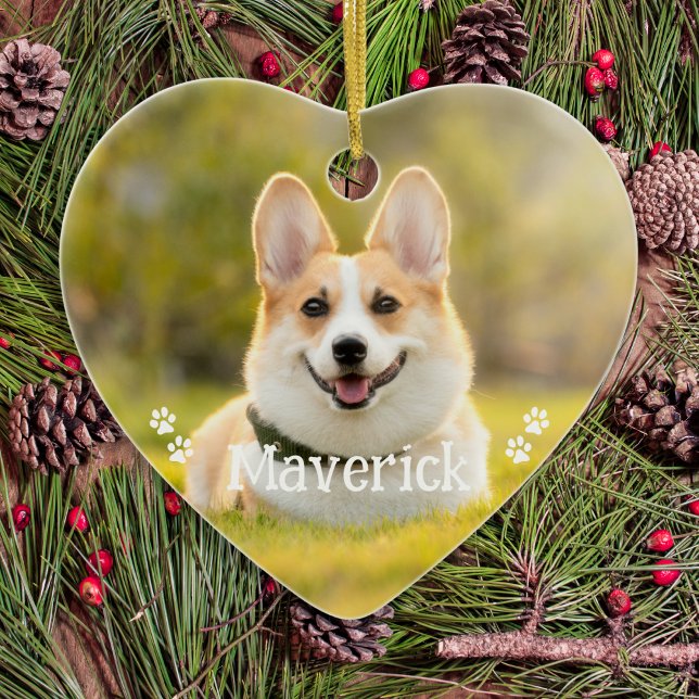 Modern Simple Stylish Personalised Pet Dog Photo Ceramic Ornament (Creator Uploaded)