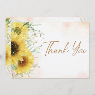 Modern Simple Sunflower Greenery Baby Shower Thank You Card