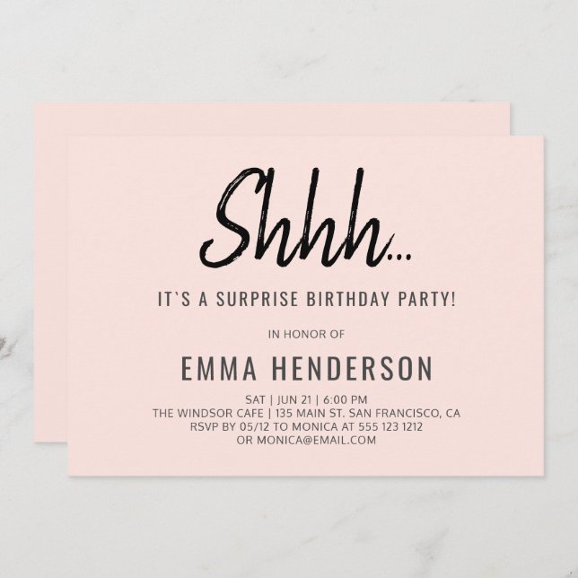 Modern Simple Surprise Birthday Invitation (Front/Back)
