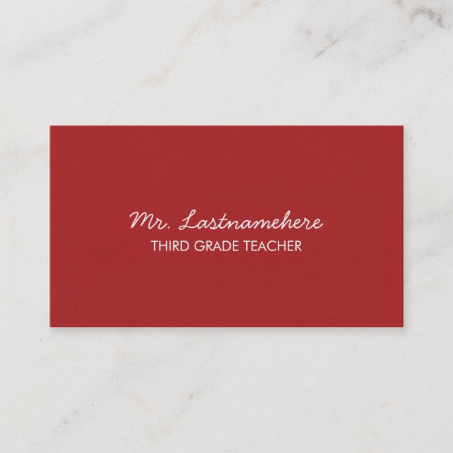 Modern & Simple Teacher Business Card (Front)