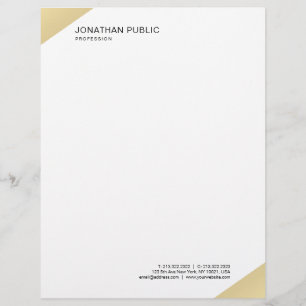 Modern Simple Template Elegant Gold And White Custom Letterhead