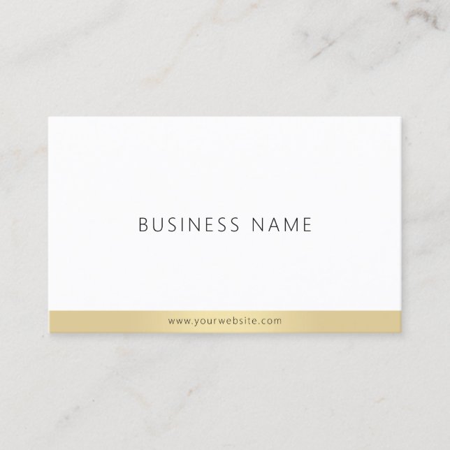 Modern Simple Template Elegant Gold White Trendy Business Card (Front)