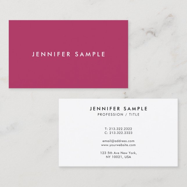 Modern Simple Template Elegant Rich Maroon Red Business Card (Front/Back)