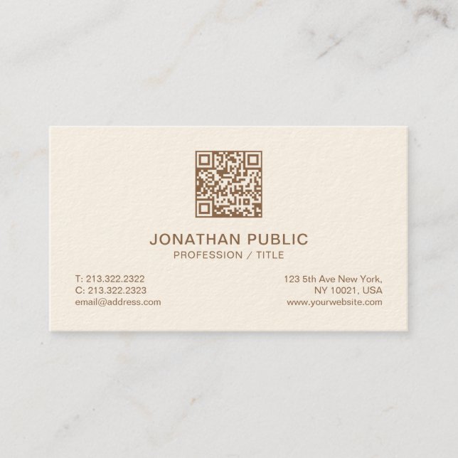 Modern Simple Template Luxe Signature Cream Paper Business Card (Front)