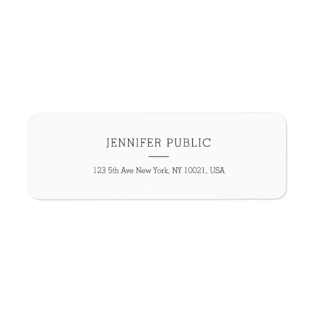 Modern Simple Template Personalised Return Address Label (Front)