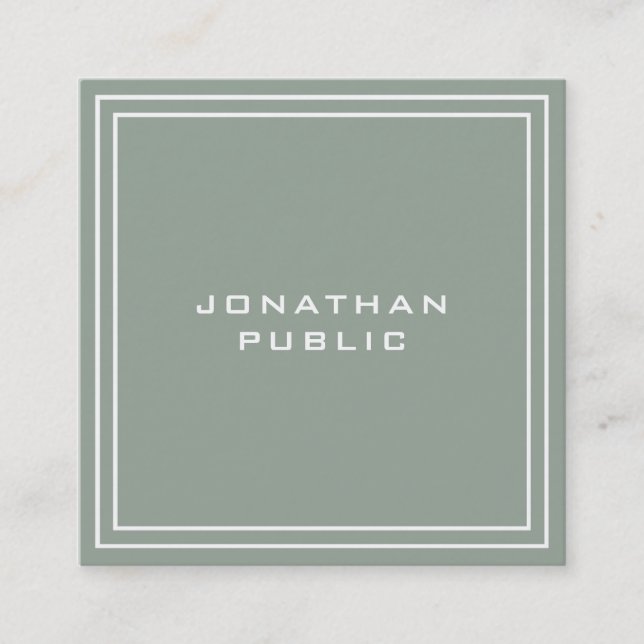 Modern Simple Template Professional Elegant Green Square Business Card (Front)