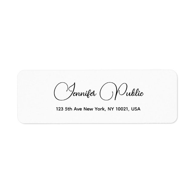 Modern Simple Template Typography Return Address Label (Front)