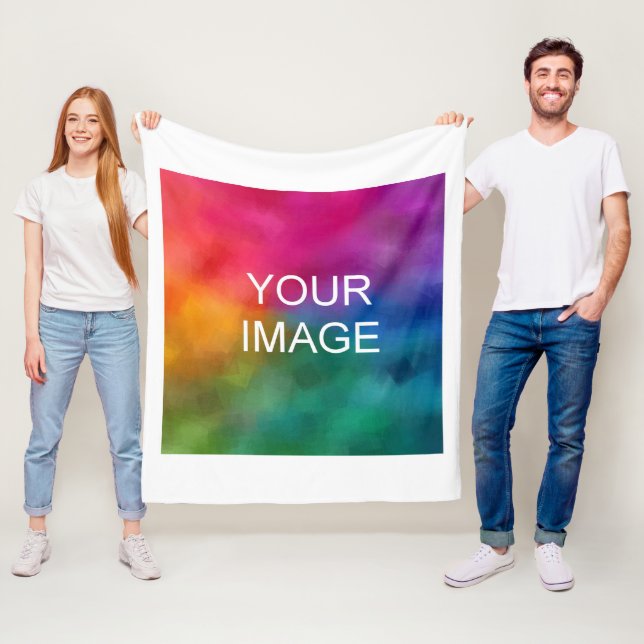 Modern Simple Template Upload Image Photo Or Logo Fleece Blanket (In Situ)
