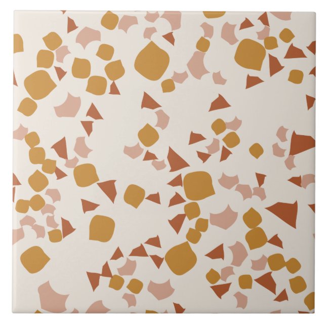 Modern Simple Terrazzo Cream Blush Pink Gold Tile (Front)