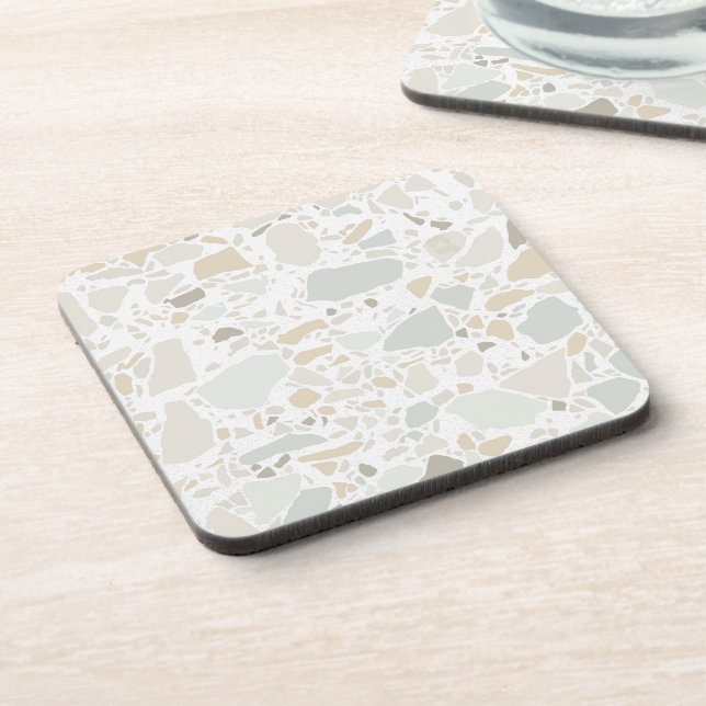 Modern Simple Terrazzo White Tile Coaster (Left Side)