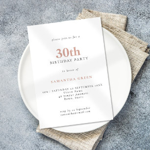 Modern Simple Text Blush Pink 30th Birthday Invitation