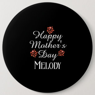modern simple text happy mother's day peach floral 6 cm round badge
