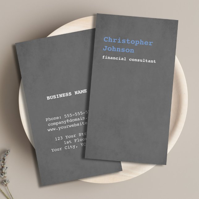 Modern Simple Texture Gray Blue Consultant Business Card (Creator Uploaded)