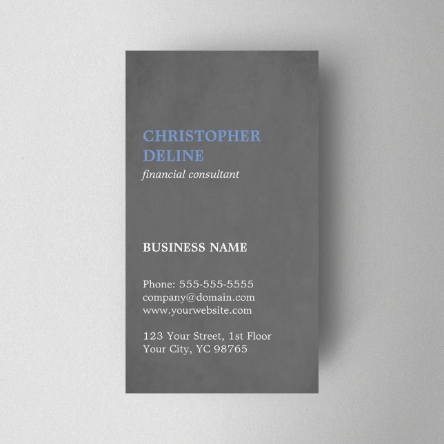 Modern Simple Texture Grey Blue Consultant Business Card (Creator Uploaded)