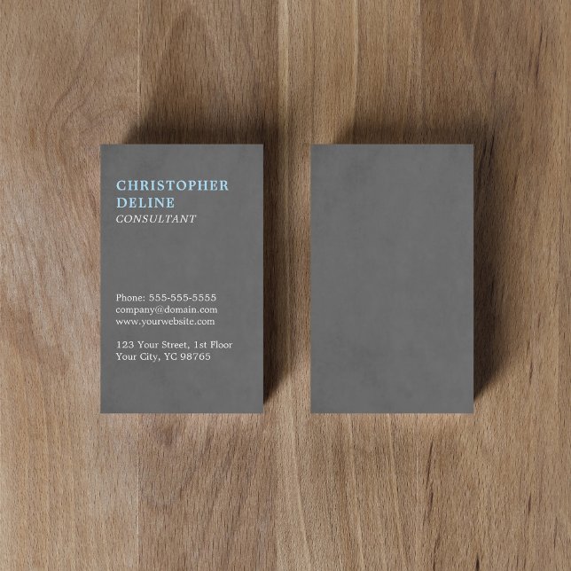 Modern Simple Texture Grey Blue Consultant Business Card (Creator Uploaded)