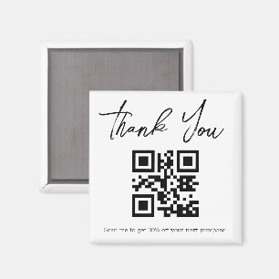 modern simple thank you business qr code magnet