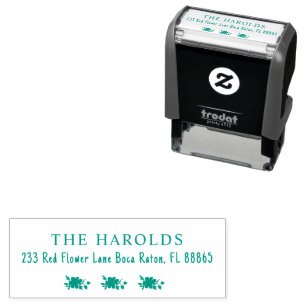 Modern Simple Three Christmas Flowers Green Self-inking Stamp