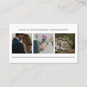 Modern Simple Three Photo   Minimalist Photography Business Card