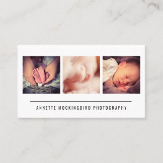 Modern Simple Three Photos Minimalist Photography Business Card