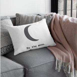 Modern Simple To the Moon Quote Lumbar Cushion