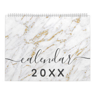 Modern simple trendy elegant chic marble patterns calendar