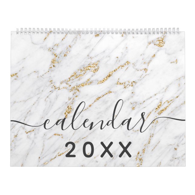 Modern simple trendy elegant chic marble patterns calendar (Cover)