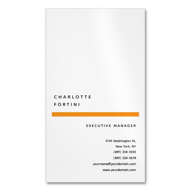 Modern Simple Trendy Minimalist  Magnetic Business Card (Front Vertical)