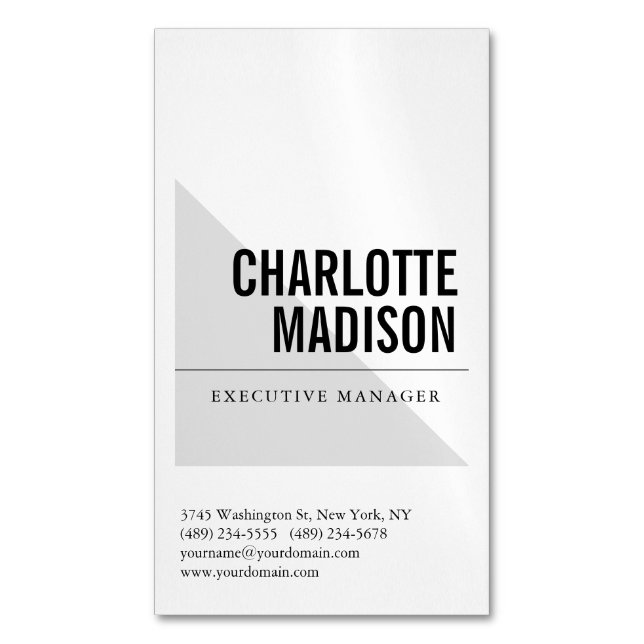 Modern Simple Trendy Minimalist Plain Magnetic Business Card (Front Vertical)