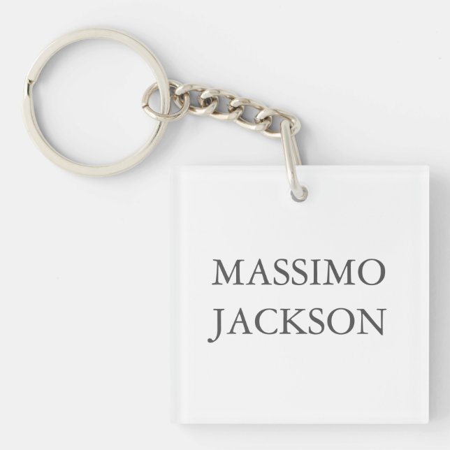 Modern Simple Trendy Minimalist Plain Own Name Key Ring (Front)