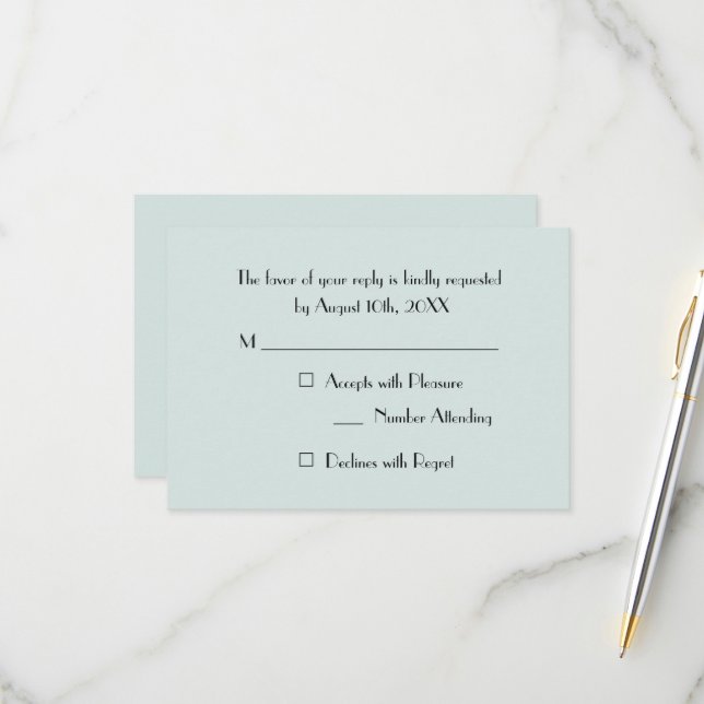 Modern Simple Turquoise Party RSVP Invitation Card (Front/Back In Situ)