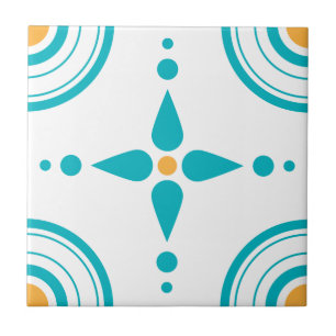 Modern Simple Turquoise White Yellow Pattern Tile