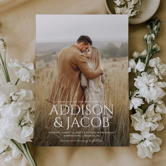 Modern Simple Type Names Photo Wedding Invitation (Creator Uploaded)