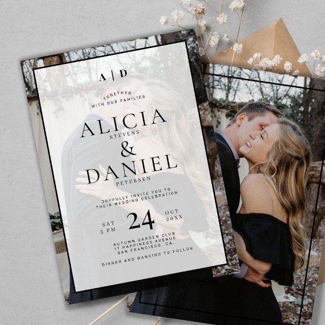 Modern simple typography 2 photo wedding invitation (Creator Uploaded)