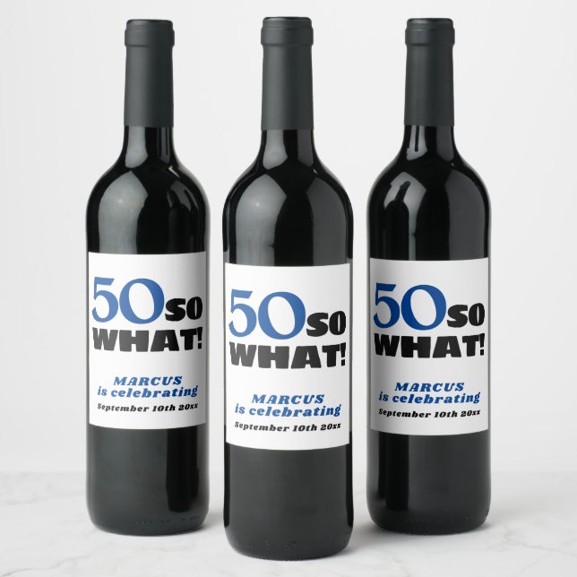 Modern Simple Typography 50 Birthday Wine Label (Bottles)