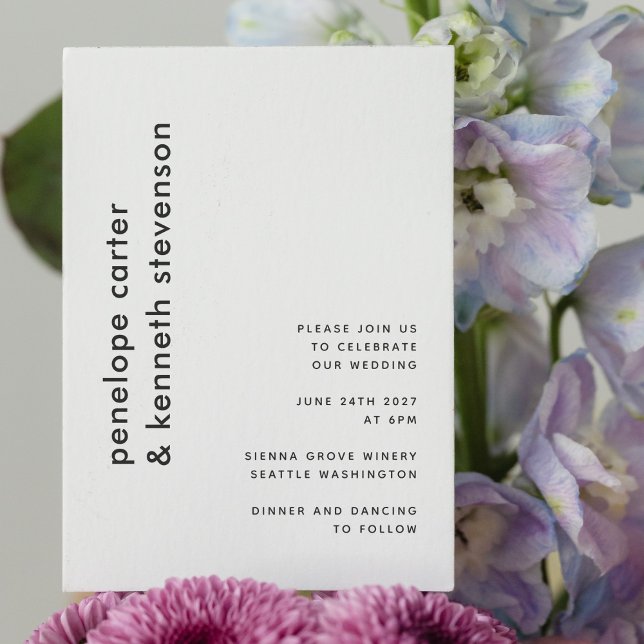 Modern Simple Typography Black White Chic Wedding  Invitation (Creator Uploaded)