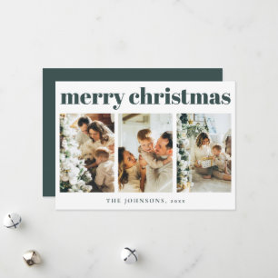 Modern Simple Typography Christmas Dark Green Holiday Card