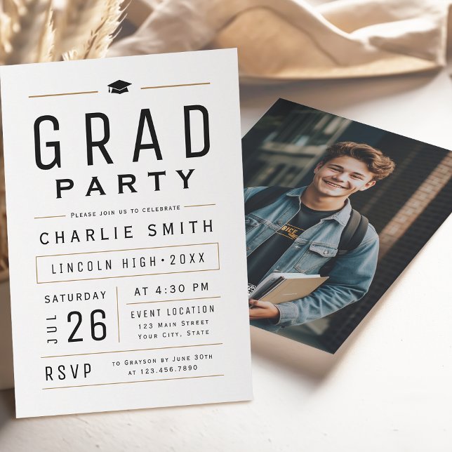 Modern Simple Typography Graduation Party Invitation (Modern Simple Typography Graduation Party Invitation)