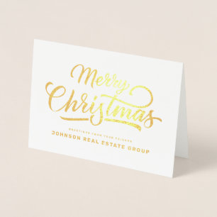 Modern Simple Typography Holiday Greetings Foil Card